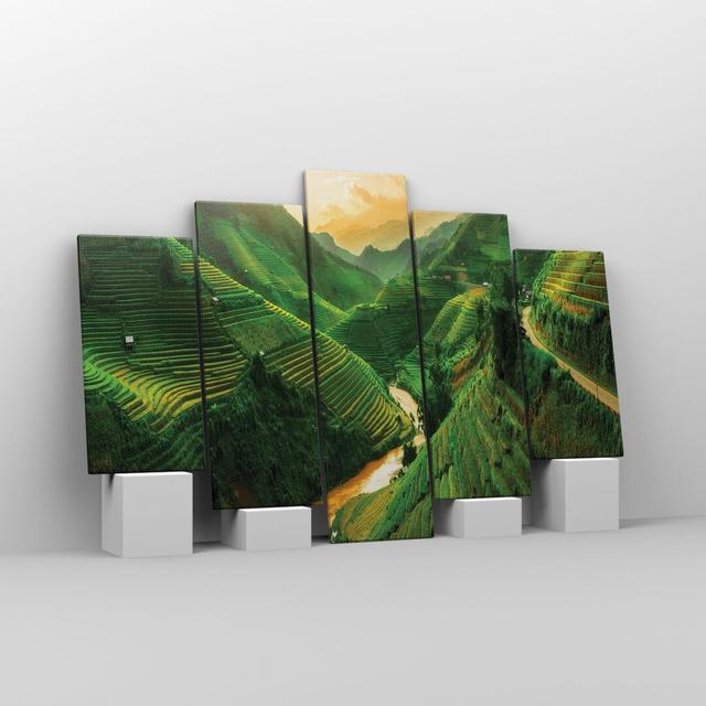 Flap Rice Vietnam - 5 Piece Unframed Graphic Art on Canvas Union Rustic Size: 100cm H x 150cm W x 1.8cm D on Productcaster.