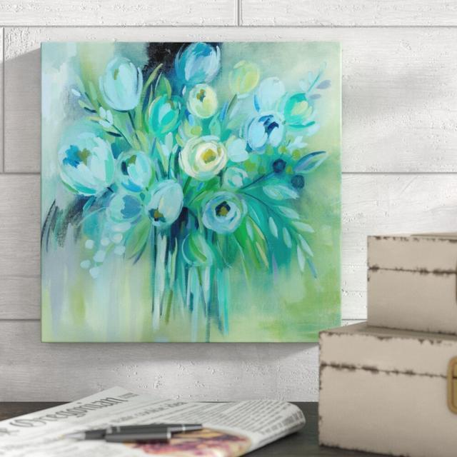 Aurora Borealis Florals by Silvia Vassileva - Wrapped Canvas Painting Print Blue Elephant Size: 30cm H x 30cm W on Productcaster.