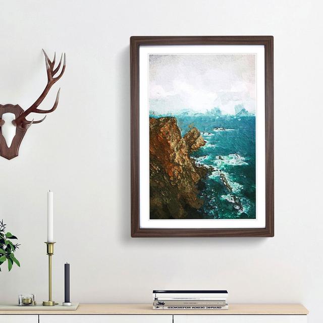 Ocean View from Faro Cabo Penas in Spain - Picture Frame Painting Print East Urban Home Frame Option: Walnut Framed, Size: 48cm H x 36cm W x 2cm D on Productcaster.