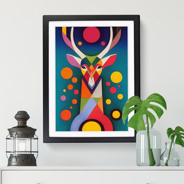 Deer in Colour Abstract - Single Picture Frame Graphic Art Natur Pur Frame Option: Walnut, Size: 34cm H x 25cm W x 2cm D on Productcaster.