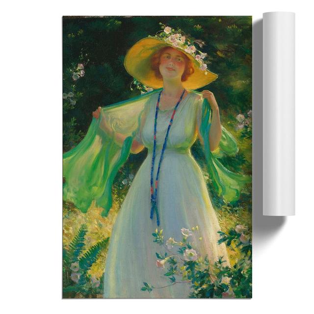 Lady in a Summer Garden by Charles Curran - Unframed Painting East Urban Home Size: 59cm H x 42cm W x 0.1cm D on Productcaster.