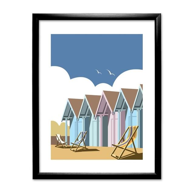 Beach Huts by Dave Thompson Framed Graphic Art East Urban Home Frame Colour: Black on Productcaster.