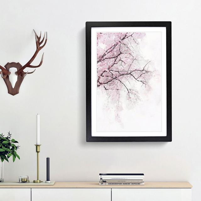 A Pink Cherry Blossom Tree Abstract Art - Picture Frame Graphic Art Print East Urban Home Size: 87cm H x 62cm W x 2cm D, Frame Option: Black Framed on Productcaster.