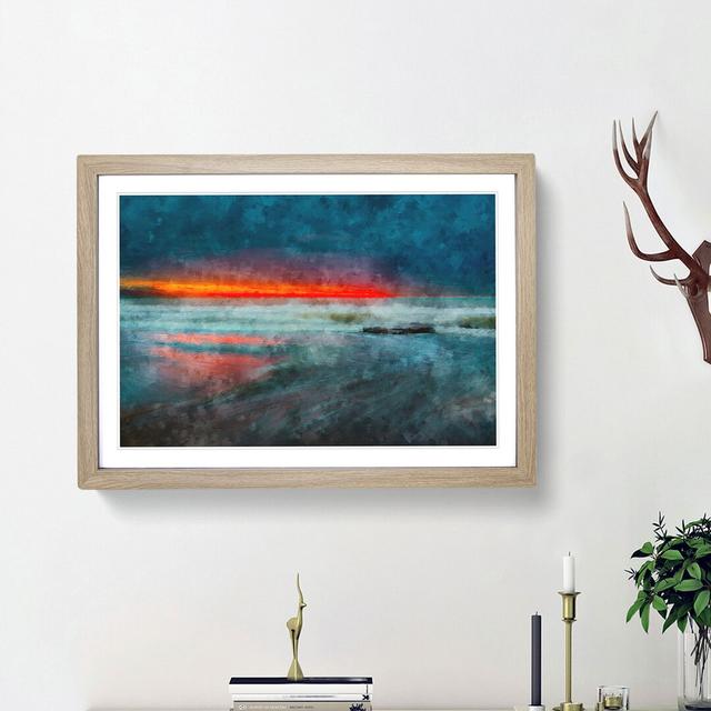 Orange Sunset in Malaga Spain - Picture Frame Painting Print East Urban Home Size: 62cm H x 87cm W x 2cm D, Frame Option: Oak Framed on Productcaster.