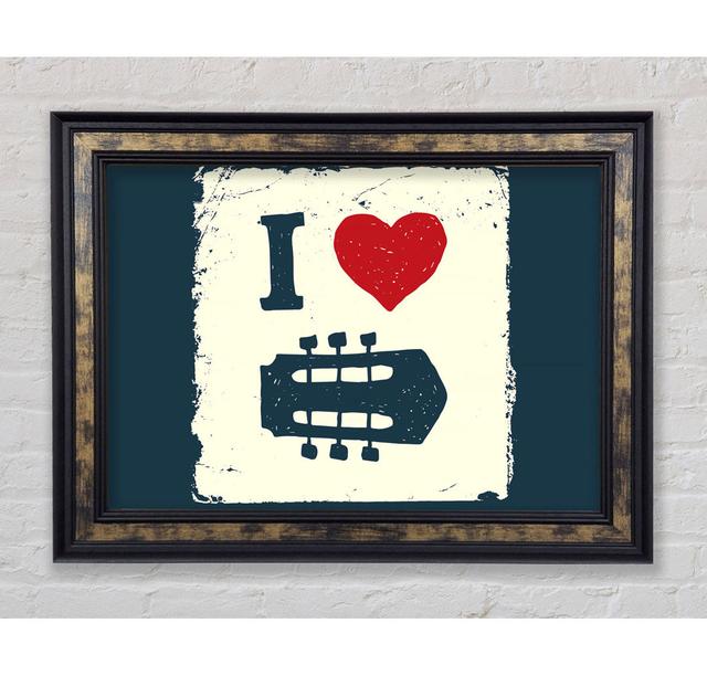 I Love Guitar Framed Print Bright Star Size: 21cm H x 42cm W on Productcaster.