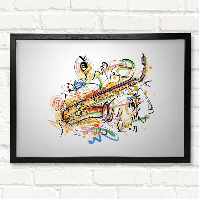 Saxophone Rainbow Tunes Framed Print Highland Dunes Size: 59.7cm H x 84.1cm W x 3cm D, Format: Black Framed Wood on Productcaster.