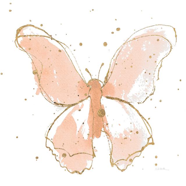 Gilded Butterflies II Blush Brambly Cottage Size: 122cm H x 122cm W x 3.8cm D on Productcaster.