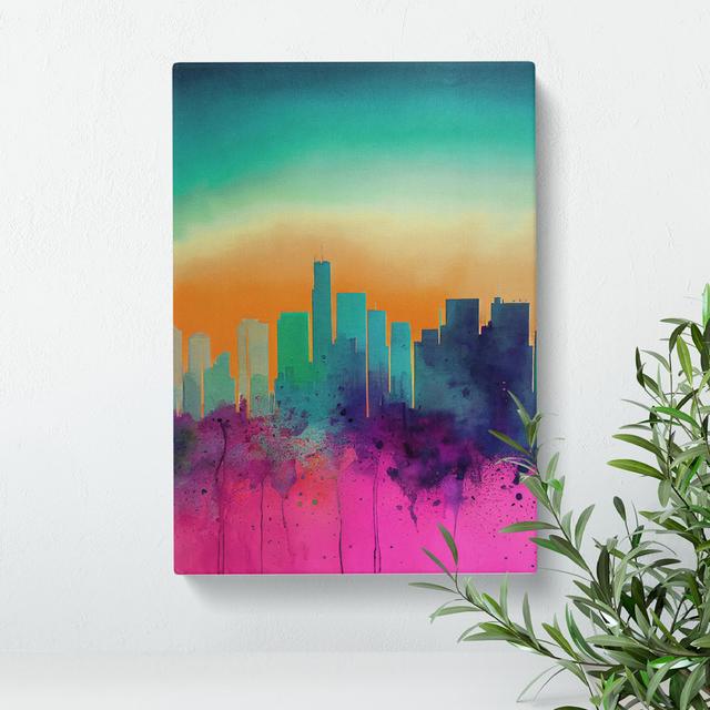 Paint Drip City Skyline No.4 Abstract - Wrapped Canvas Graphic Art Metro Lane Size: 76cm H x 50cm W x 3cm D on Productcaster.