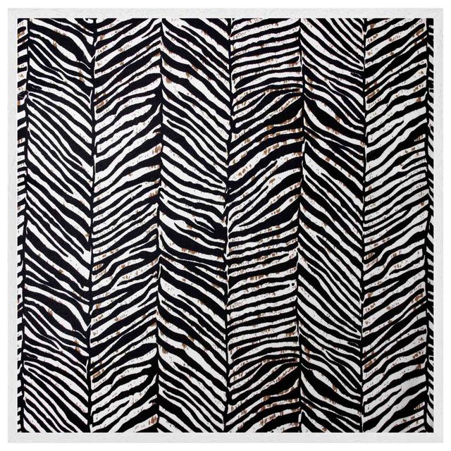 Hepatique Zebra Grunge Print - Single Picture Frame Print 17 Stories Size: 31cm H x 31cm W x 4cm D, Frame Colour: White Framed on Productcaster.