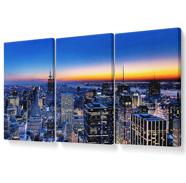 New York City Golden Horizon - 3 Piece Wrapped Canvas Graphic Art Brayden Studio Size: 142.2cm H x 304.8cm W on Productcaster.