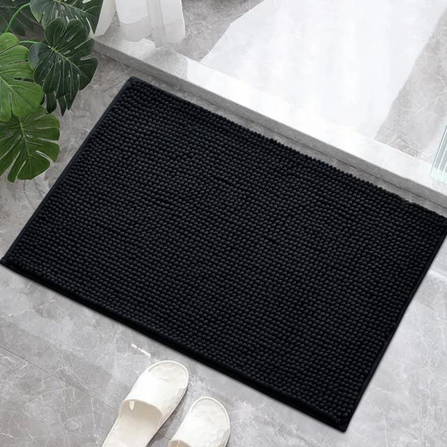 Neveaha Luxury Chenille Soft Absorbent Microfiber Rectangle Bath Mat 17 Stories Size: 40 W x 60 L, Colour: Black on Productcaster.