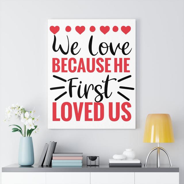 First Loved Us - Wrapped Canvas Typography Blue Elephant Size: 76cm H x 61cm W on Productcaster.