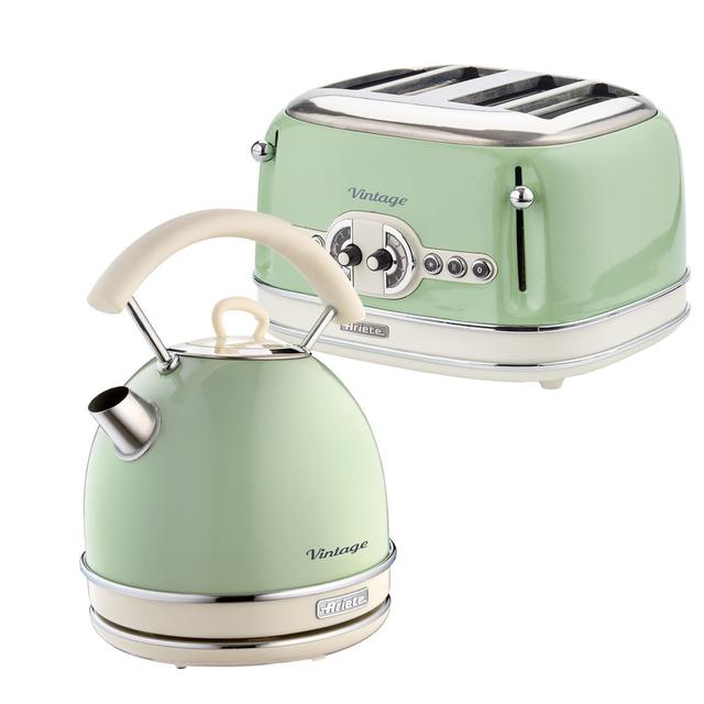 Ariete Vintage 1.7L Dome Kettle And 4 Slice Toaster Pack Ariete Colour: Green on Productcaster.