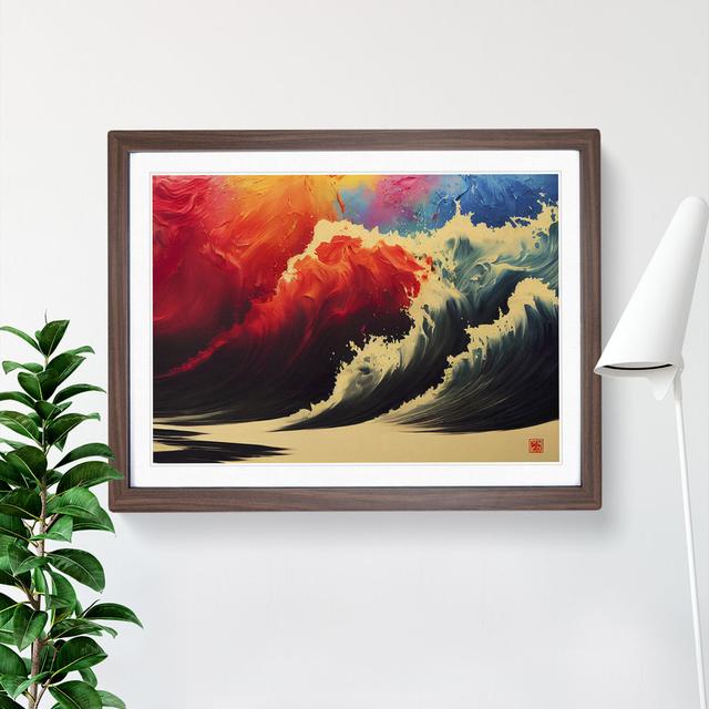 Colourful Wave Vol.3 House of Hampton Frame Colour: Walnut Framed, Size: 25cm H x 34cm W x 2cm D on Productcaster.