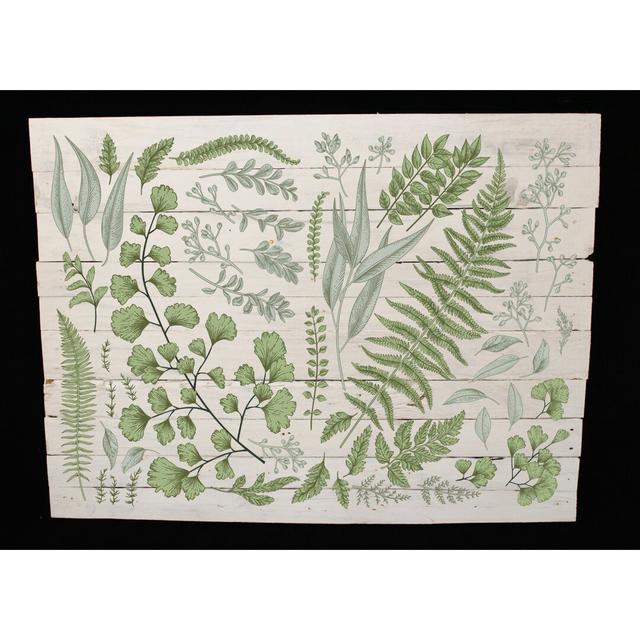 Botanic Leaves Mix 2 Graphic Art Print on Wood Brambly Cottage Size: 76cm H x 102cm W on Productcaster.