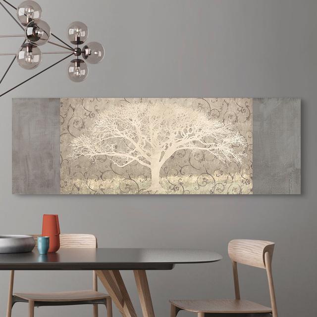 Grey Brocade Panel by Alessio Aprile - Wrapped Canvas Print Rosalind Wheeler Size: 35cm H x 100cm W x 4cm D on Productcaster.