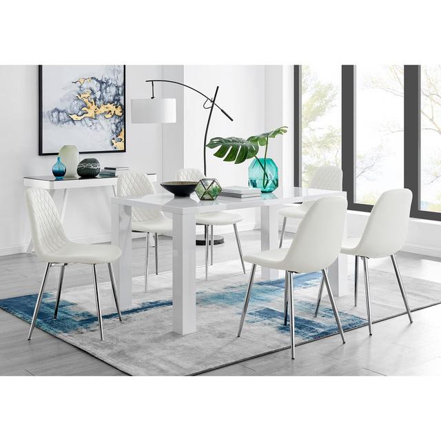 Chowchilla Dining Set with 6 Chairs Canora Grey Colour (Chair): White on Productcaster.