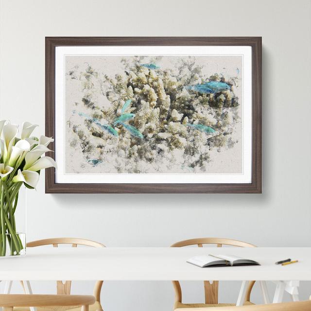 Coral Reef and Blue Fish - Picture Frame Painting East Urban Home Frame Option: Walnut, Size: 48cm H x 65cm W x 2cm D on Productcaster.