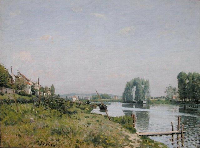 Ile Saint-Denis, 1872 by Alfred Sisley Framed Art Print East Urban Home Size: 50cm H x 70cm W x 2.3cm D, Format: Black Framed on Productcaster.