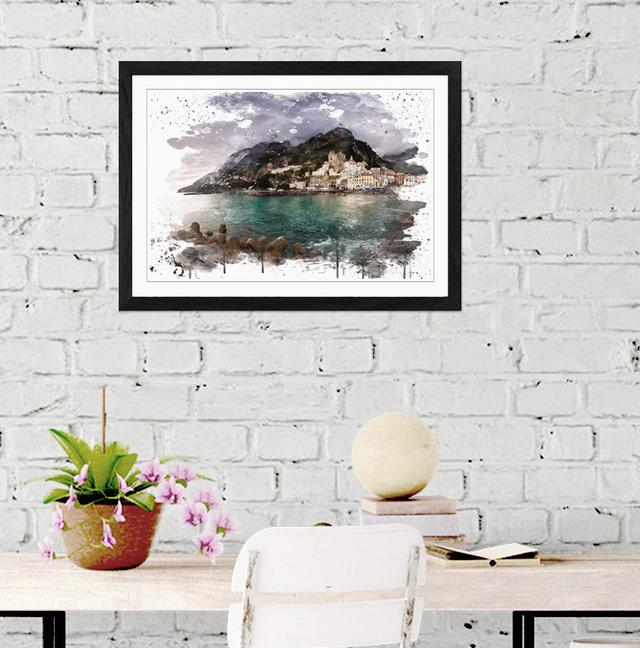 'Landscape Amalfi Italy Mountain Coast' Graphic Art Print Latitude Run Size: 50cm H x 76cm W x 3cm D, Format: Wrapped Canvas on Productcaster.