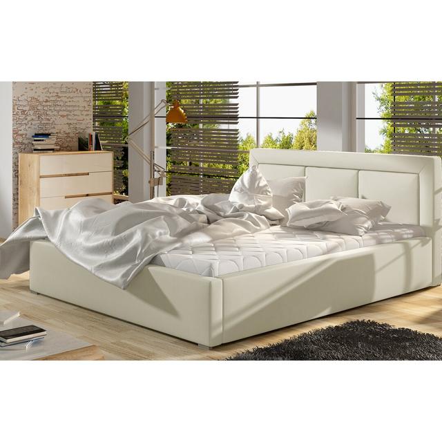 Bett Mallon Ebern Designs Liegefläche: 200 x 200 cm, Lattenrost: Lattenrost mit Metallgestell, Farbe: Beige on Productcaster.