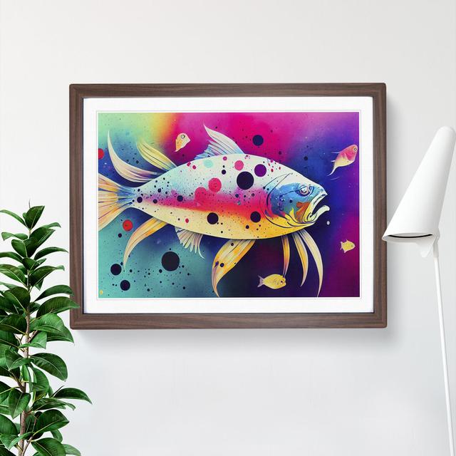 Fish Paint Splash Vol.1 Abstract House of Hampton Size: 46cm H x 64cm W x 2cm D, Frame Colour: Walnut Framed on Productcaster.