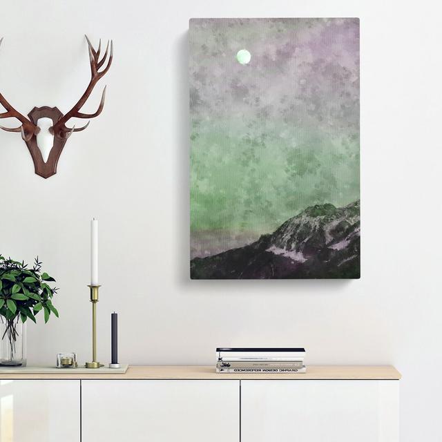 Moon over the Mountain - Wrapped Canvas Painting Print East Urban Home Size: 76cm H x 50cm W x 3cm D on Productcaster.