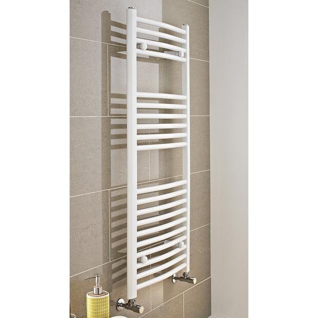 Curved Towel Rail Heated Towel Rails K-Rad Size: 100cm H x 30cm W x 3cm D, Finish: White Matte on Productcaster.