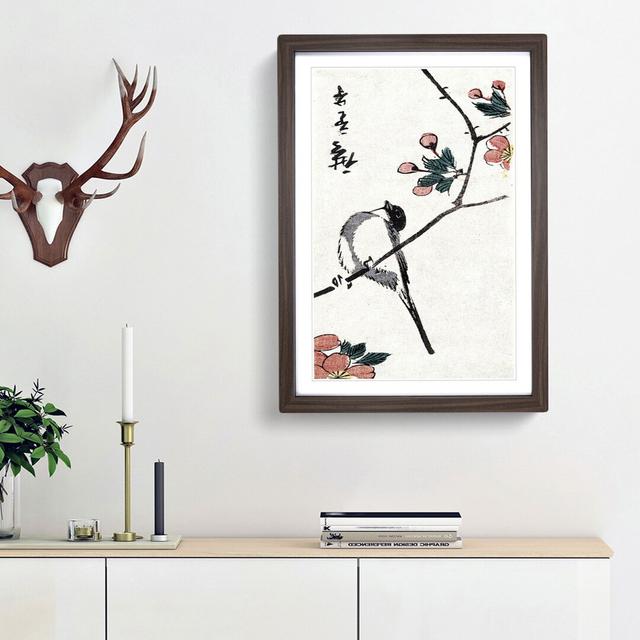 The Bird upon a Cherry Branch by Utagawa Hiroshige - Picture Frame Painting Print East Urban Home Size: 50cm H x 35cm W x 2cm D, Frame Option: Walnut on Productcaster.