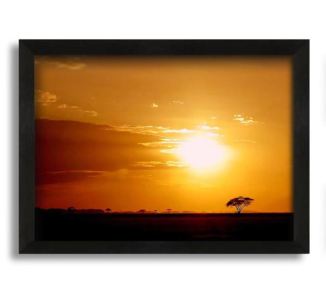 Golden Sunrise Framed Print Highland Dunes Format: Black Framed Canvas, Size: 21cm H x 30cm W x 10cm D on Productcaster.