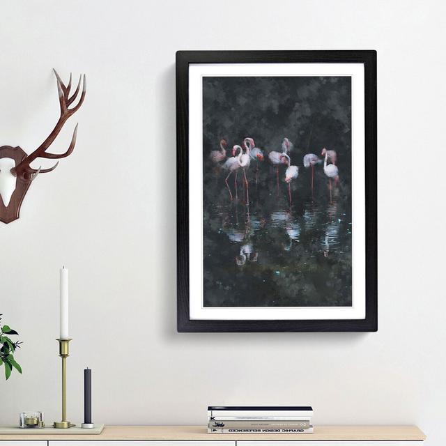 Reflection of Flamingos - Picture Frame Graphic Art Print East Urban Home Frame Option: Black Framed, Size: 87cm H x 62cm W x 2cm D on Productcaster.