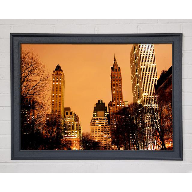 New York Sunset Framed Print Ebern Designs Size: 29.7cm H x 42cm W x 1.5cm D on Productcaster.