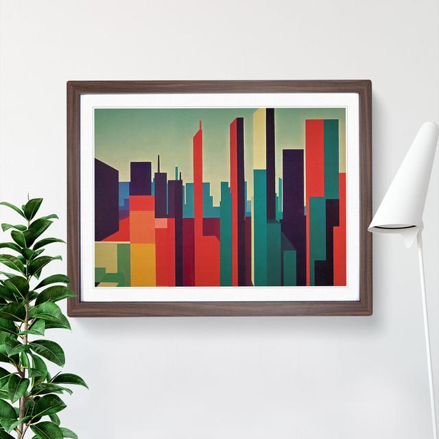 Creative Abstract City Skyline - Single Picture Frame Print 17 Stories Size: 25cm H x 34cm W x 2cm D, Frame Colour: Walnut on Productcaster.