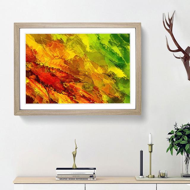 Colourful Leaves in Abstract - Picture Frame Graphic Art Print East Urban Home Frame Option: Oak Framed, Size: 36cm H x 48cm W x 2cm D on Productcaster.