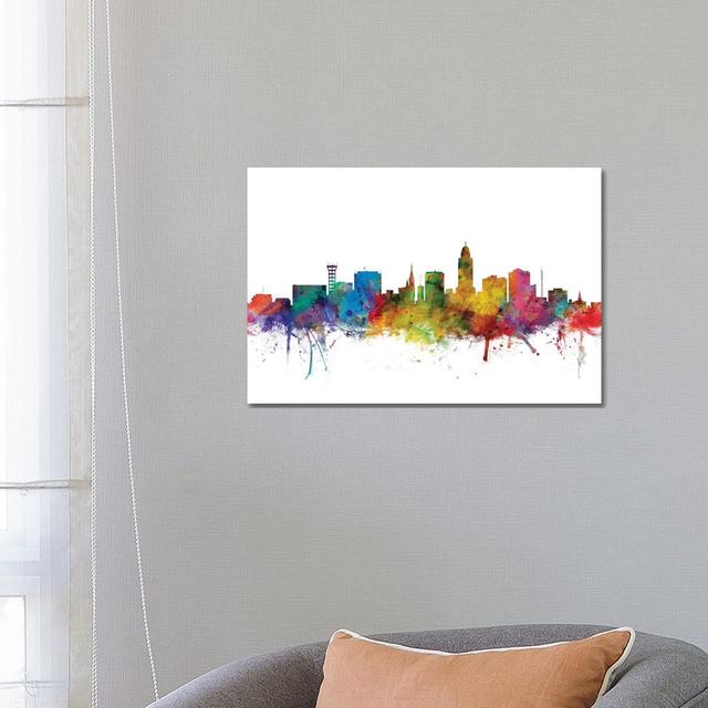 Lincoln, Nebraska Skyline by Michael Tompsett - Wrapped Canvas Gallery-Wrapped Canvas Giclée Latitude Run Size: 45.72cm H x 66.04cm W x 1.91cm D on Productcaster.