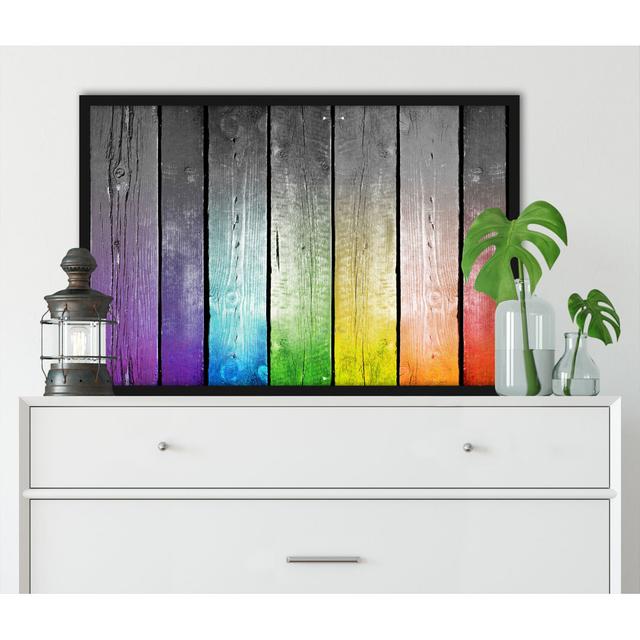 Gerahmter Grafikdruck Bunte Zaunlatten ModernMoments Größe: 100 cm H x 70 cm B x 2.5 cm T on Productcaster.