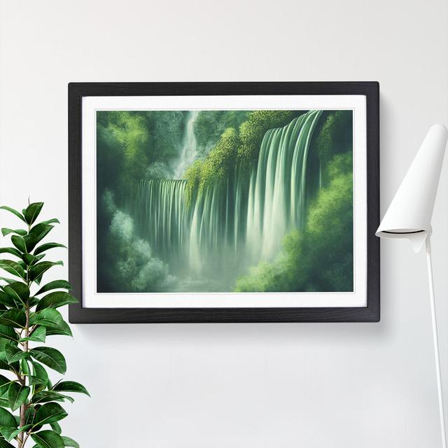 Enlightening Waterfall - Picture Frame Painting Alpen Home Size: 46cm H x 64cm W x 2cm D, Frame Colour: Black on Productcaster.