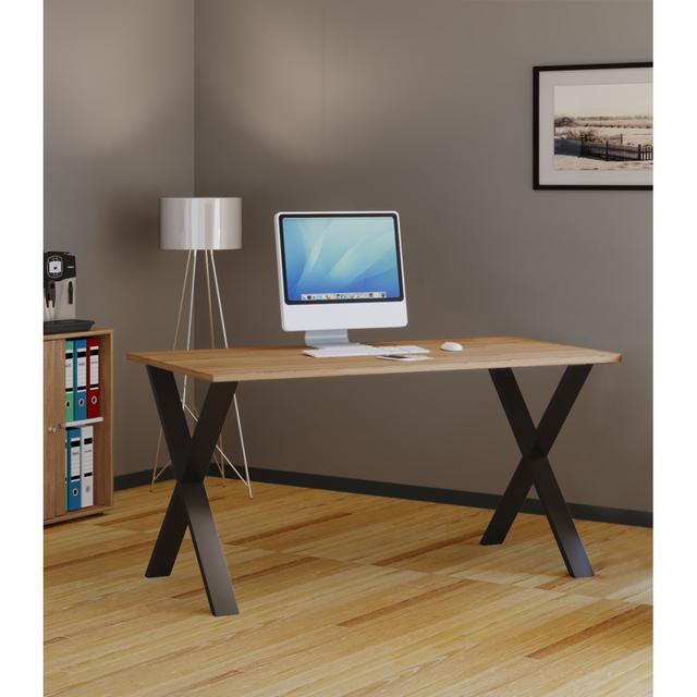 Remey Rectangle Writing Desk 17 Stories Colour: White/Grey, Size: 76cm H x 160cm W x 80cm D on Productcaster.