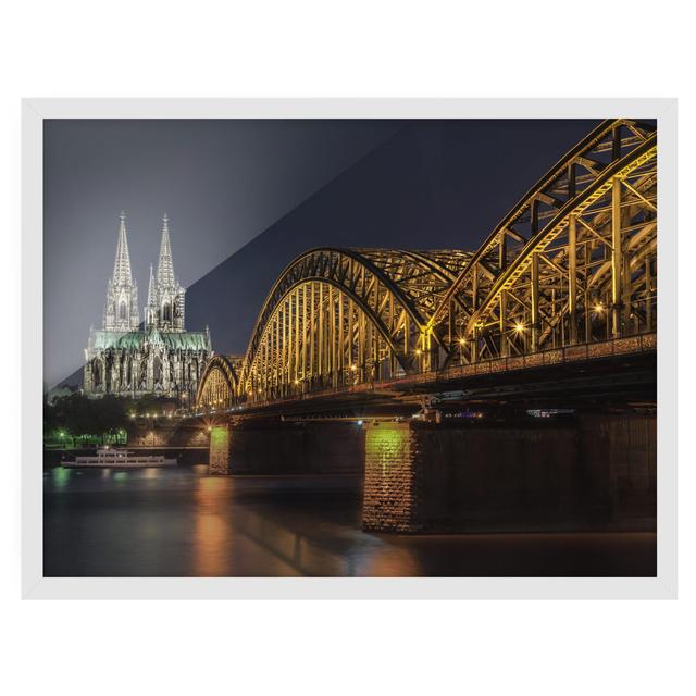 Cologne Cathedral - Picture Frame Graphic Art Ebern Designs Frame Option: White Framed, Size: 70cm H x 100cm W x 2cm D on Productcaster.