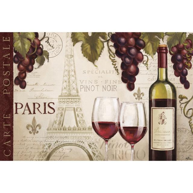 'Wine In Paris I' by Janelle Penner - Wrapped Canvas Graphic Art Print Fleur De Lis Living Size: 30cm H x 46cm W on Productcaster.