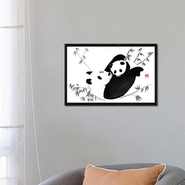 Panda Family by Péchane - Print on Canvas World Menagerie Size: 45.72cm H x 66.04cm W x 3.81cm D, Format: Black Framed on Productcaster.