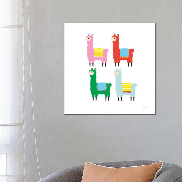 The Llamas by Ann Kelle - Wrapped Canvas Graphic Art Isabelle & Max Size: 66.04cm H x 66.04cm W x 1.91cm D on Productcaster.