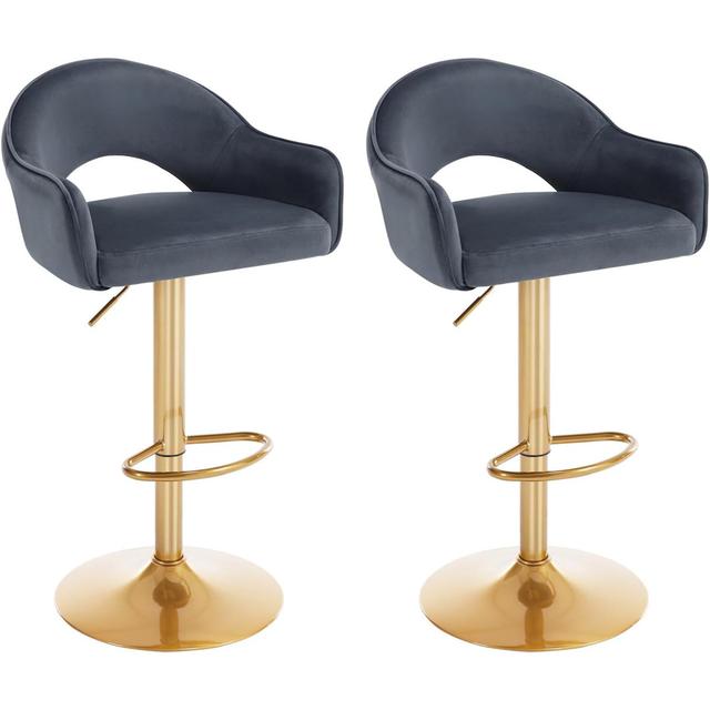 Yaraghi Height Adjustable Swivel Bar Stool (Set of 2) Fairmont Park Pack Size: 2, Upholstery: Grey on Productcaster.