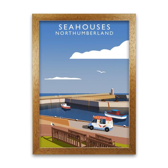 Seahouses Northumberland by Richard O'Neill - Single Picture Frame Print 17 Stories Size: 594 cm H x 42 cm W, Frame Options: Honey Oak on Productcaster.