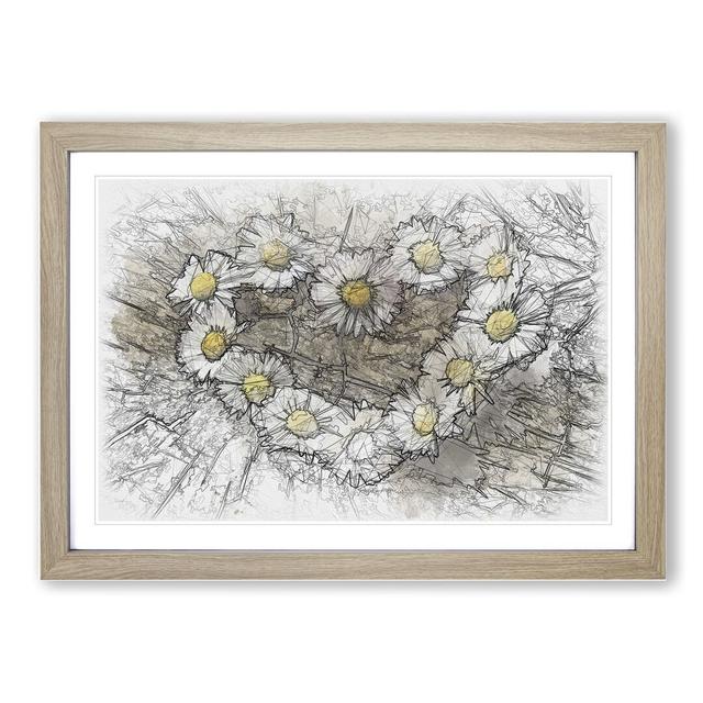 Daisy Heart Chain - Picture Frame Painting East Urban Home Frame Option: Oak, Size: 27cm H x 36cm W x 2cm D on Productcaster.