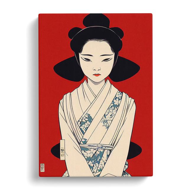 Gentle Geisha - Wrapped Canvas Graphic Art World Menagerie Size: 76cm H x 50cm W x 3cm D, Format: Wrapped Canvas on Productcaster.