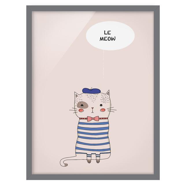 Cat in France - Picture Frame Graphic Art Zoomie Kids Size: 55cm H x 40cm W x 2cm D, Frame Option: Grey Framed on Productcaster.