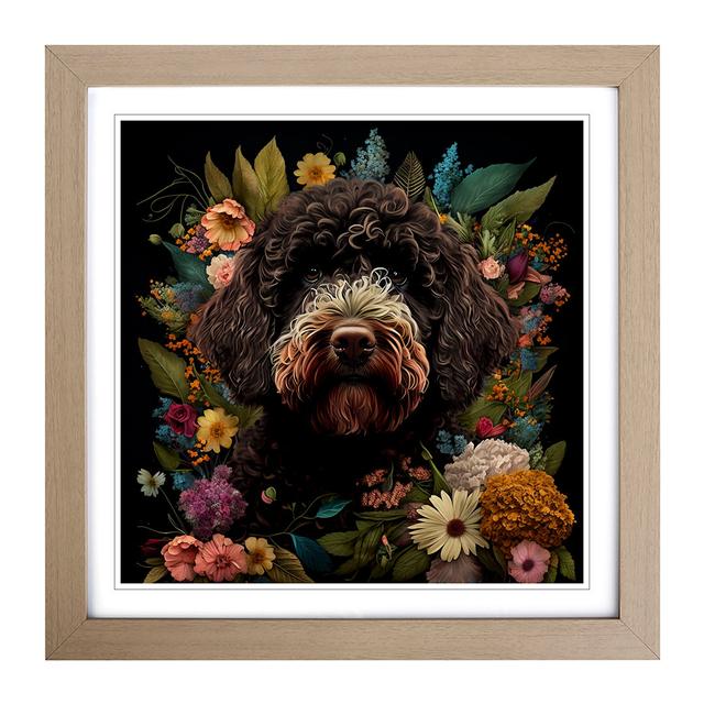 Labradoodle Floral - Single Picture Frame Print Marlow Home Co. Format: Oak on Productcaster.