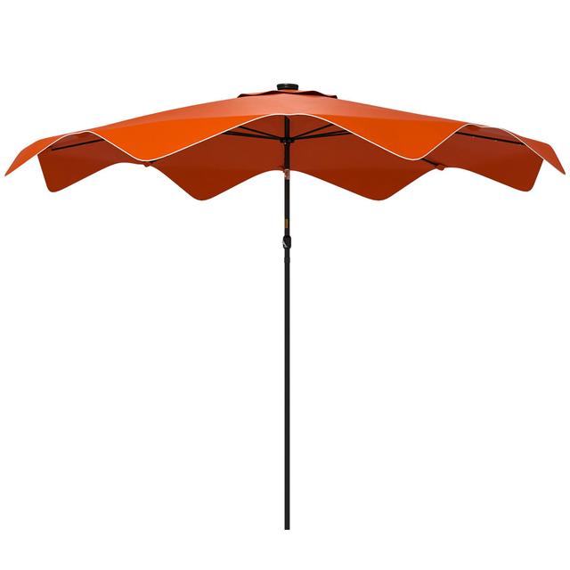 Britnee 292cm Lighted Traditional Parasol with Crank Lift Dakota Fields Fabric Colour: Orange on Productcaster.