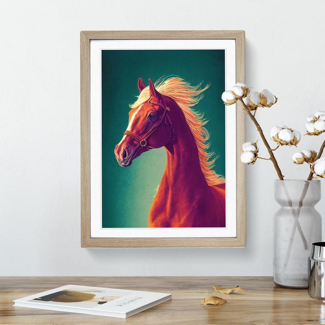 Beauty of a Horse - Graphic Art Marlow Home Co. Matte Colour: White, Size: 64cm H x 46cm W x 2cm D, Format: Oak on Productcaster.